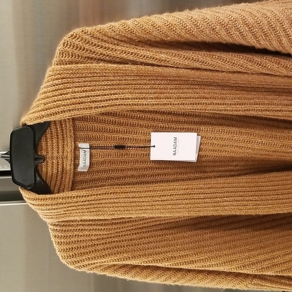 💕NAADAM💕 Cashmere Fisherman Shawl Cardigan  ~ Ginger Brown XL NWT - Picture 9 of 15